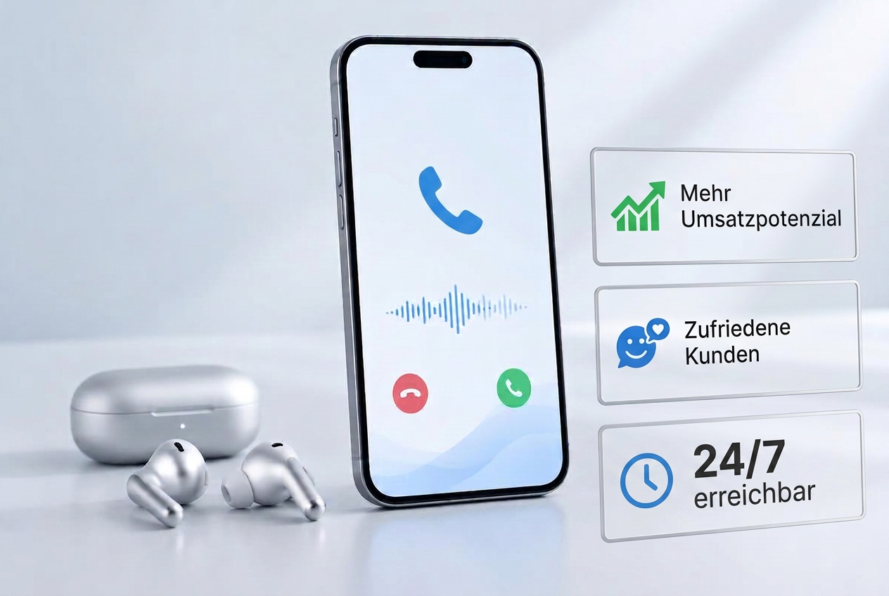 Illustrativer KI-Telefonassistent: 24/7 erreichbar, mehr Umsatzpotenzial und zufriedene Kunden